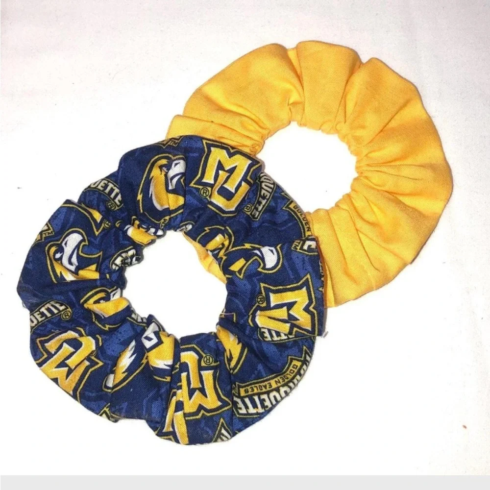 Marquette Golden Eagles Hair Scrunchies Wristbands 2 Pack Hand Made in the USA